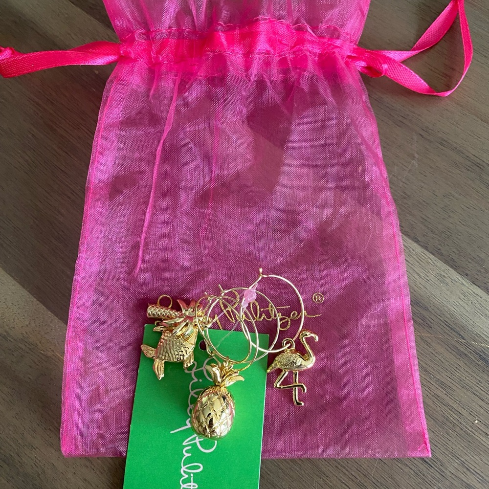 Lilly Pulitzer Wine Glass Charms set of 4